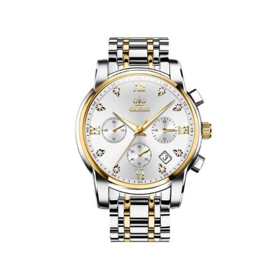Picture of OLEVS 2858 Luxury Luminous Chronograph Men wristwatch- Silver Gold & white