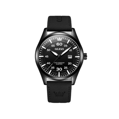 Picture of Olevs 9962 PU Leather Analog Wrist Watch For Men – Black