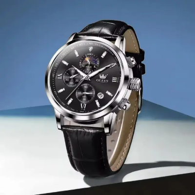 Picture of Olevs 2921 Watch For Men – Silver Black