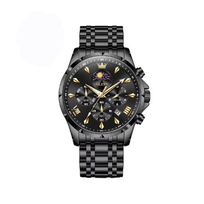 Picture of OLEVS 3653 Moon Phase Chronograph Stainless Steel Men’s Watch-Black
