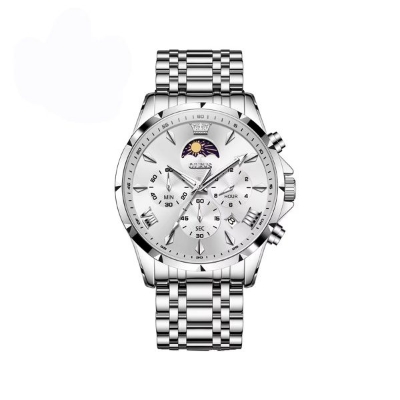 Picture of OLEVS 3653 Moon Phase Chronograph Stainless Steel Men’s Watch-Silver