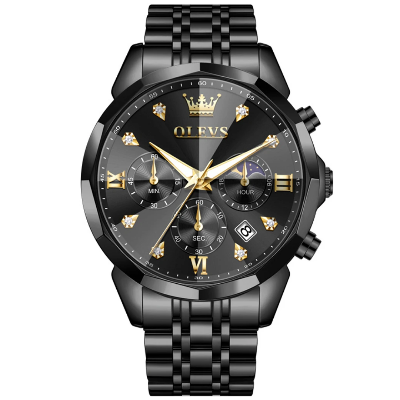 Picture of OLEVS 3670 Multifunction Dial Mens Quartz Watch-Full Black