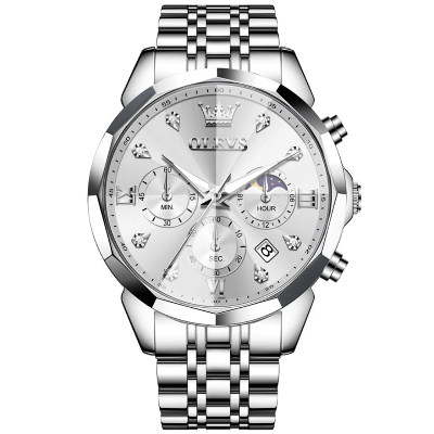 Picture of OLEVS 3670 Multifunction Dial Mens Quartz Watch-Full White