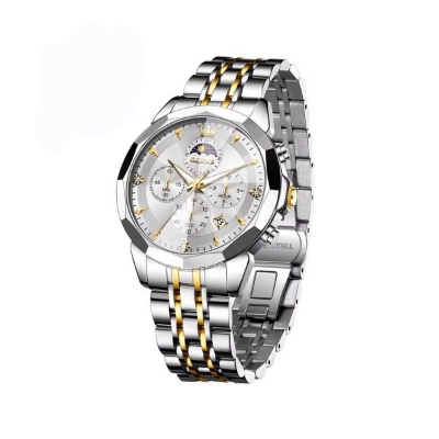 Picture of OLEVS 3673 Moon Chronograph Stainless Steel Men’s Watch-Silver White