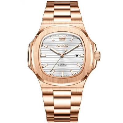 Picture of OLEVS 3696 Luxury Mens Quartz Watch-Rose Gold and White