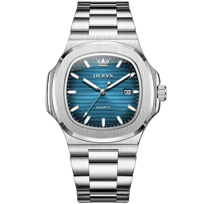 Picture of OLEVS 3696 Luxury Mens Quartz Watch-Silver and Blue