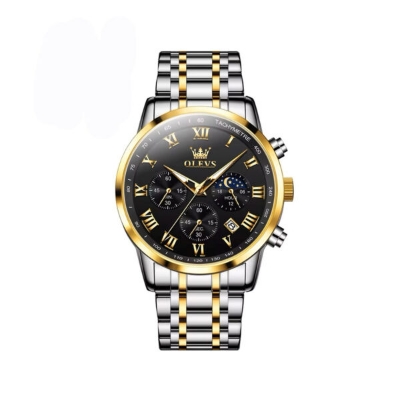 Picture of Olevs 5529 Chronograph Watch For Men – Silver Gold & Black