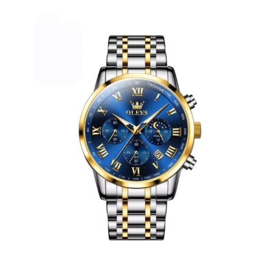 Picture of Olevs 5529 Chronograph Watch For Men – Silver Gold & Blue