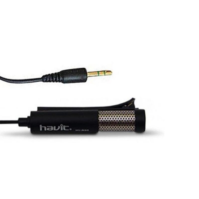 Picture of Havit HV-M60 Mini Clip On 3.5mm Straight Microphone- Black