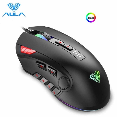 Picture of AULA H512 Backlit, 12 Buttons, 5000 DPI Wired Gaming Mouse- Black