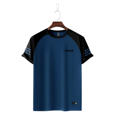 Picture of ZAIAX BLACK PETROL BLUE RAGLAN TSHIRT – RGBPB