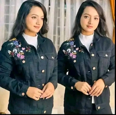 Picture of Women Fashionable Black Color Lase Work trending Jeans Jacket - Black