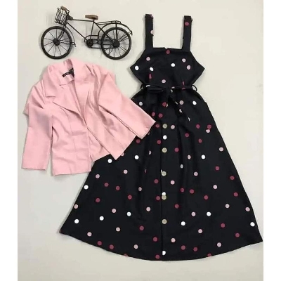 Picture of Westran dress Blazer gown women fashion clothing tops and tunes Export denim and georgette fabric Kurti for Women - Pink