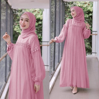 Picture of Pink Color Hijab Gown Borka Malai Georgette and soft net Fabric For Women