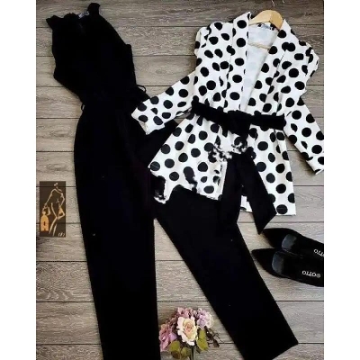 Picture of Westran Fashion clothing  Tops and tunics White color Tops and black color Jumsuit for women - Black