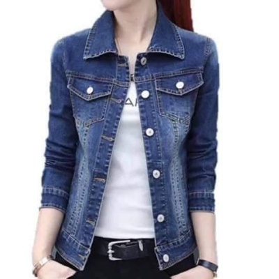Picture of Women Fashionable Blue Color trending Jeans Jacket - Denim Jacket - Beating