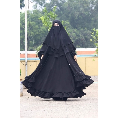 Picture of dubai cherry Borka soft Cherry Georgette Fabric Maroon Colorr For Women