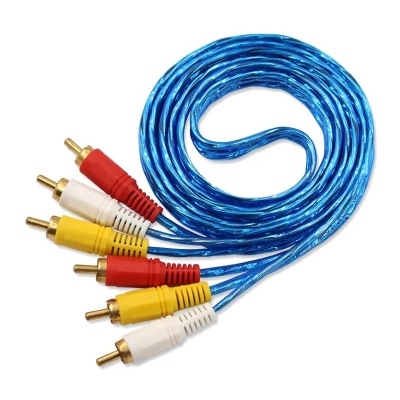 Picture of 3 to 3 Cord RCA Composite Male to Male Audio Video AV Cable for DVD, Android TV Box Multicolor