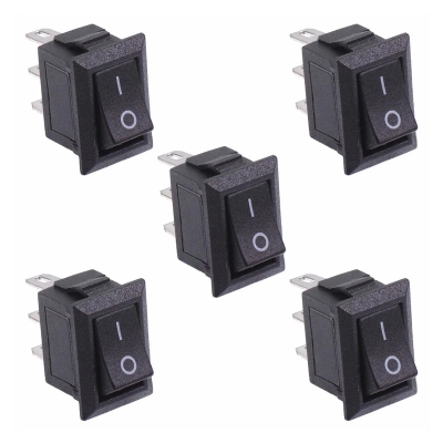 Picture of 5 pice 6a black colored micro rocker switch 3 pins 6a 250v Black