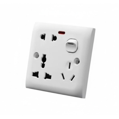 Picture of 6 Pin Socket (16A 220V) Multi Function Universal 3Pin 2Pin Combine Socket White
