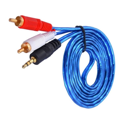 Picture of 1 Meter  3.5mm jack to 2 RCA audio video adapter cable for TV Plus cable/DVD game console/large speakers Multicolor