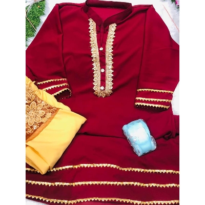 Picture of Westrn Fashion Ladis Stitch Tops and pant Duble Gorgette  style Kurti  dress for women - White