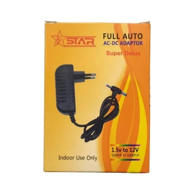 Picture of 1.5 Volt To 12 Volt Power Adaptor Charger With 2 Jack - Charger Black