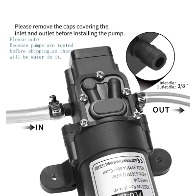 Picture of 12V DC Water Pump Diaphragm Pump 12 Volt Self Priming Sprayer Pump with Pressure Switch 80 PSI/1.1 GPM for RV Caravan Camper Boat Marine Lawn Black