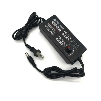 Picture of DC 3V-24V 3A Adjustable Power Adapter with LED Voltmeter Black