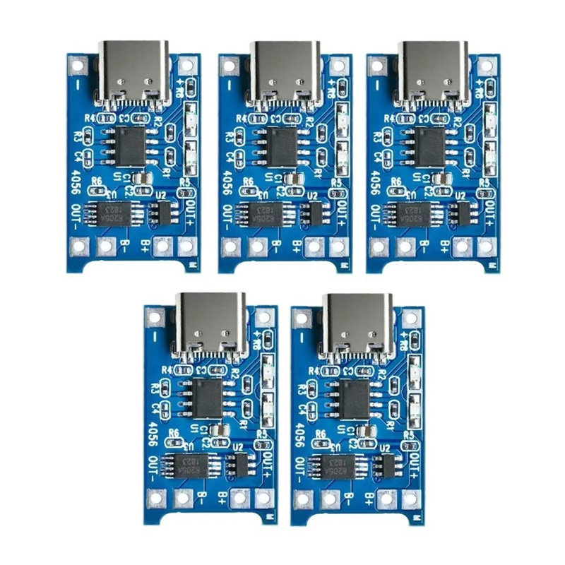 Picture of 5 pcs TP4056 Type - C USB 5V 1A 18650 Lithium Battery Charger Module Multicolor