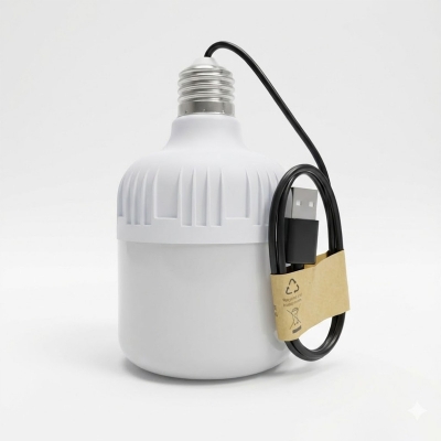 Picture of USB LED Bulb 20 Watt 5 Volts Bright Light Reading Lamp for Camping Used with Laptop, PC, Power Bank White