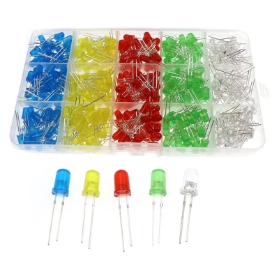 Picture of 50 Pcs 5mm Colorful LED  Color LED Light Green Red Yellow Blue White LED Light 5mm Round LED Light Emitting Diode 5mm LED Light Bulb For Indicator Light LED