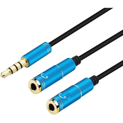 Picture of Stereo Splitter Cable 2 Female to 1 Male Audio Line 3.5mm Audio Splitter For Headset Microphone MP3 MP4 Black