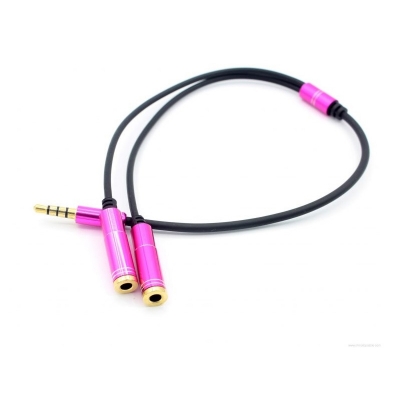 Picture of Headphone Extension Cable  2 Female to 1 Male Audio Line 3.5mm Audio Black