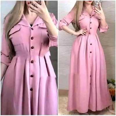 Picture of Western Fashion Ladis Poket gown Long Shirt Alex Georgette  style Kurti  dress for women - Red