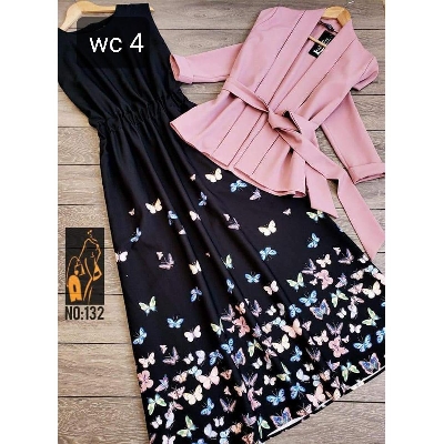 Picture of Readymade Stylish Ladies Floral Gown Cotton Fabric Screen Print Kurti for women - Multi -colored