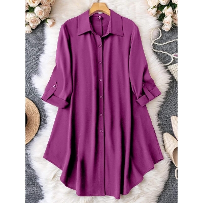 Picture of Ladies Western Fashion Purple color Long Shirt Kapor cherry georgette style Kurti  dress for Girls/women - Pink