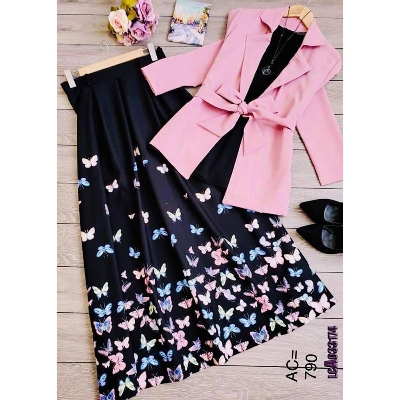 Picture of Elevate Your Dress Sense with Niche Temperament Dress for Girls - Summer Fashion Blazer Tops and Skirts, Unleash Your Unique Style - Blue