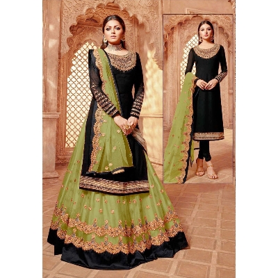 Picture of New Gorgeous Collection Black Color Georgette Embroidery Work Free Size Designer - Salwar Kameez Suits For Women