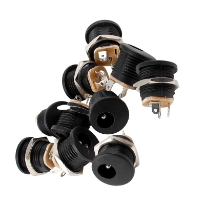 Picture of DC Power Jack Connector Plug (Female) 2.1mm x 5.5mm Adapter 5 Ps Black