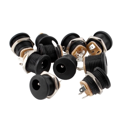 Picture of DC Power Supply Jack Socket Female Panel Mount Connector 5.5mm 2.1mm (5pcs) Black