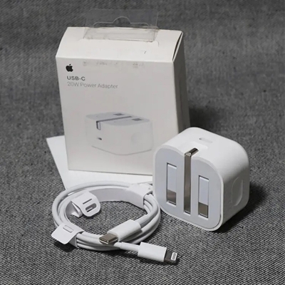 Picture of iPhone 3 pin 20W Power Adapter Charger USB-C To Lightning Cable White