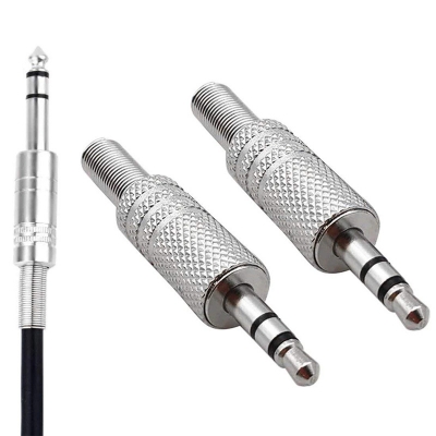Picture of 3.5mm Aux Connector Headphone Jack, 3 POLE, Metal Audio jack For Computer Speaker, Mobile, Laptop, PC, Bluetooth speaker, Amplifier Pack of 2pcs Silver