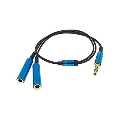 Picture of Audio Duplicator Cable 3.5mm to 2 Port 3.5mm  with Mic Extension Aux Cable Adapter for Phone Laptop Speaker Multicolor