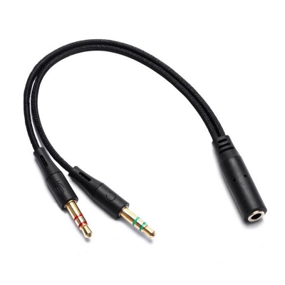 Picture of 3.5mm AUX Audio Cable Splitter Cable Y-Splitter 1 Female to 2 Male Earphone line Black