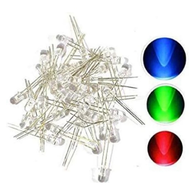 Picture of 100pcs Blinking 5mm RGB LED Diodes, Multi Color Changing Super Bright Light Emitting with 2 Pin Clear Round Lens Multicolor