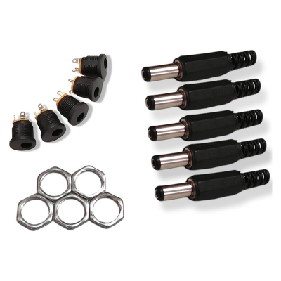Picture of DC Jack 5 Ps and Socket 5 Ps Combo Pack 10 Ps Black