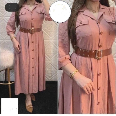 Picture of Western Fashion Ladis Poket gown Long Shirt Alex Georgette  style Kurti  dress for women - Pink