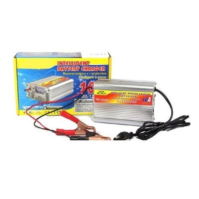 Picture of 12v 10A Intelligent Battery Charger / 12 Volt Battery Charger 10 Ampere Analog Display Automatic Fast Charging Multicolor