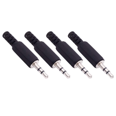 Picture of 3.5mm 3-Pole TRS Earphone Soldering Jack repair Audio Male Plug 5 Pcs Stereo DIY Plug Earphone AUX Pin (5 PACK-PLASTC) Black